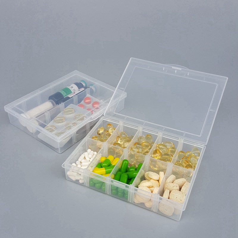 便携10格可并格药丸药片分装药盒子 多用途办公用品小零件收纳盒