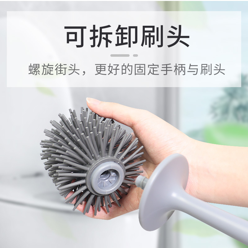 Nuevo Rotary colgando traje de cepillo de inodoro sin ángulo muerto cepillo de plástico de silicona mango largo cepillo de limpieza