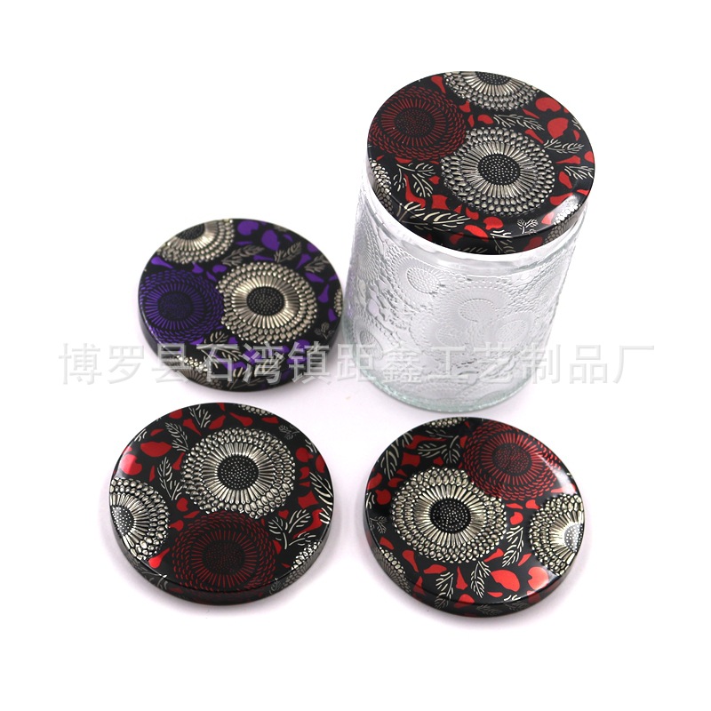 厂家供应金属盖玻璃片金属盖子制作冲压金属盖香薰蜡烛铁盖现模