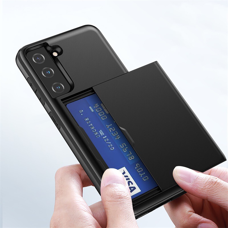 Suitable for Samsung S24Fe Mobile Phone Case S21 Two-In-One Slider Card Wallet Note20 Anti-Fall Protective Cover S23