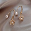 Fashionable universal earrings with tassels from pearl, Japanese and Korean, wholesale