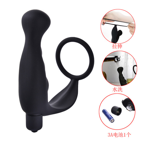 Adult sex toy toy 10-frequency prostate locking ring silicone vibrator anal plug male massager foreign trade