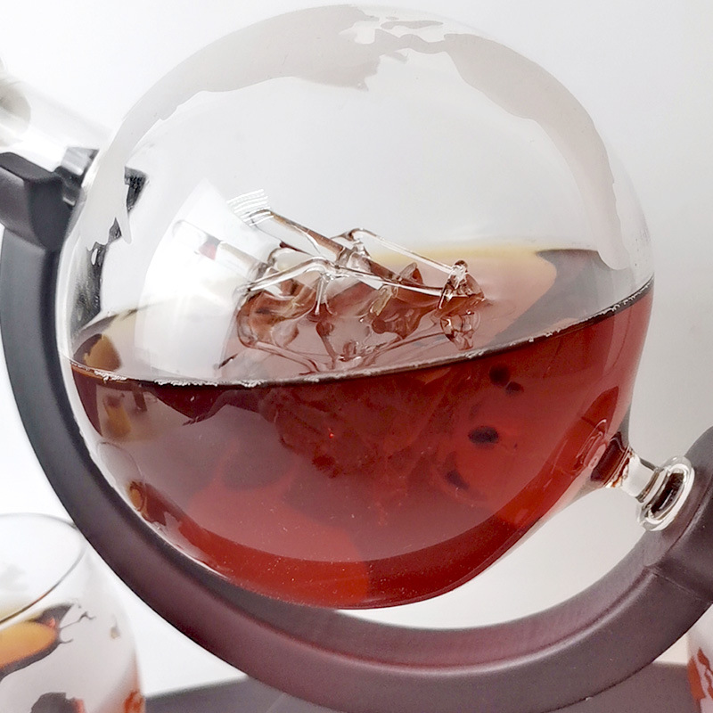 工厂现货高级感家用地球仪泡酒玻璃瓶套装威士忌玻璃洋酒瓶