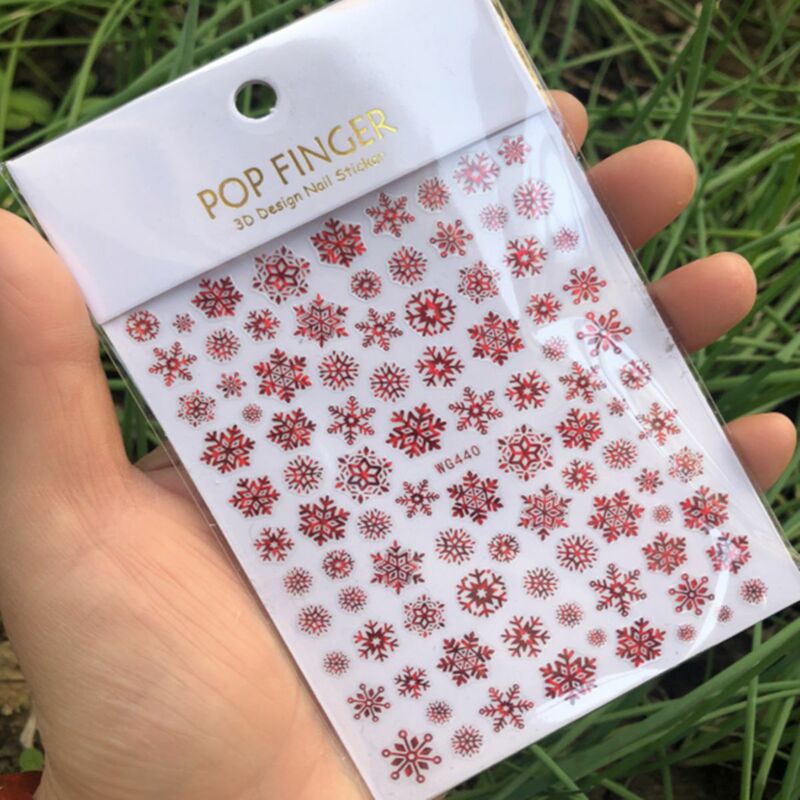 冬の雪花ネイルアートは国境を越えた電気商ネイルアート3dバックゴム夜光雪花ネイルアートはWG440-443を貼る|undefined