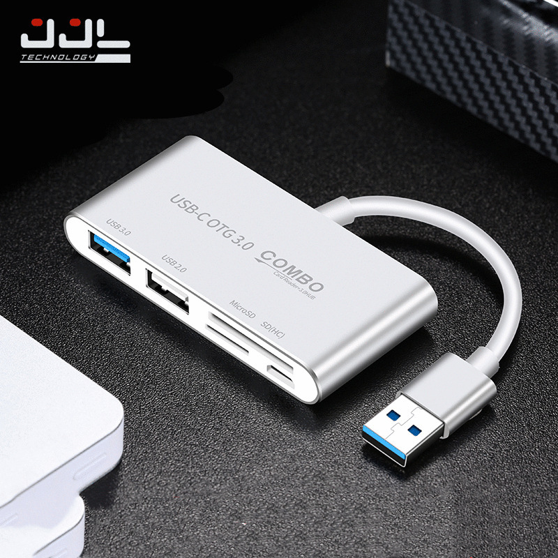USB 3.0 docking station micro powered 2-in -1 otg hub phone TF/SD multi-function card reader