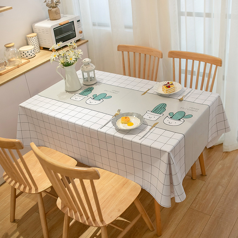 Internet celebridad mantel de PVC simple impermeable a prueba de aceite puesto mantel Nordic ins Plaid comedor tela mesa de café mantel transfronterizo