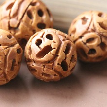 桃核路路通 野生桃核雕刻生肖花生福锁 配件编制手链th007