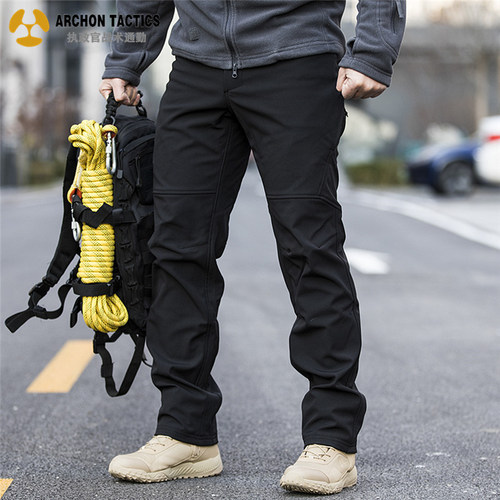 Archon soft shell assault pants men's autumn and winter velvet thickened windproof and waterproof elastic outdoor hiking pants tactical pants