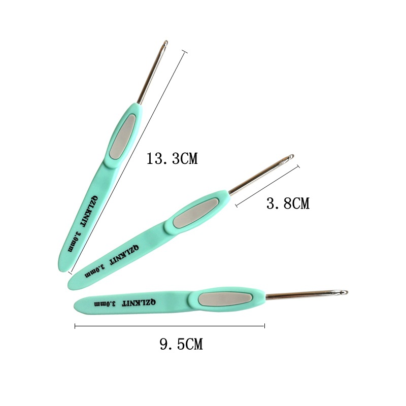 Herramienta de tejer suéter aguja de color plástico antideslizante mango fino encaje crochet conjunto de 10 bolsas