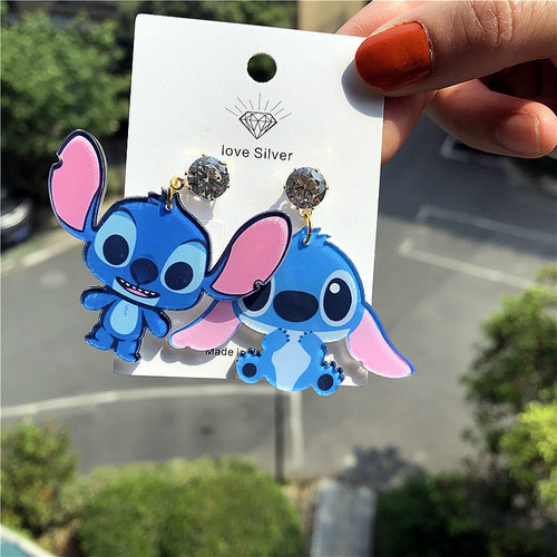 New Fashion Acrylic Stitch Star Wars Cute 925 Silver Earrings for Girls