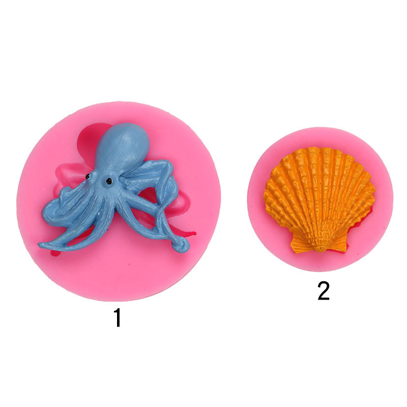 Marina pulpo Shell ritmo seco molde de silicona fondant DIY herramienta para hornear chocolate decoración la torta