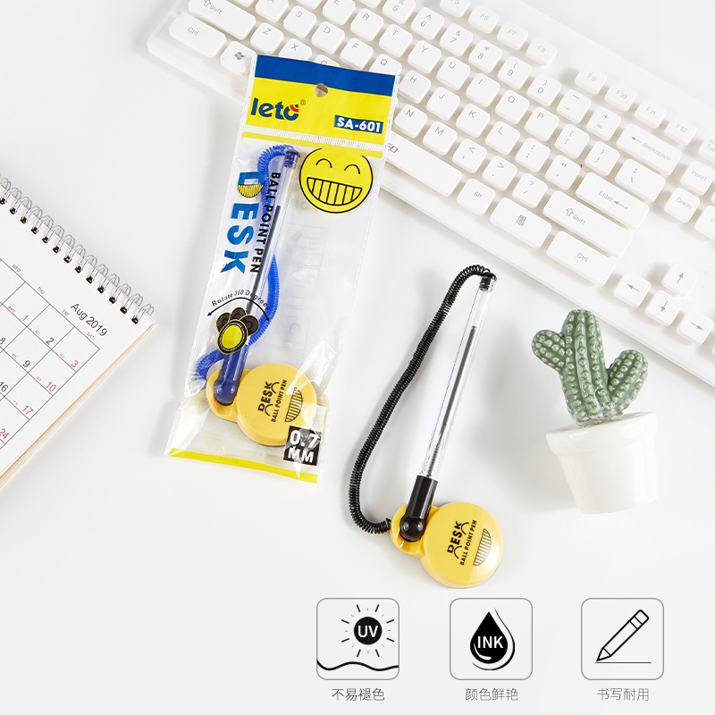 Office Stationery Desk Pen Fixed Sign Pen 0.5 Bullet Front Desk Pen Creative Smile Business Ballpoint Pen Desk Pen