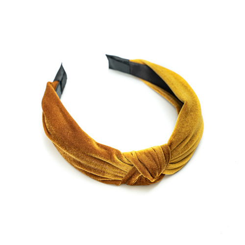  new solid color gold velvet knotted headband cross-border women's simple and versatile wide-brimmed hair headband batch