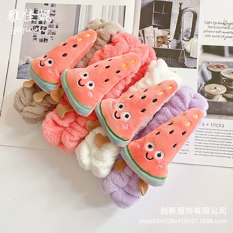 韩版新款立体西瓜发带 洗漱化妆 敷面膜 运动卖萌束发带厂家批发