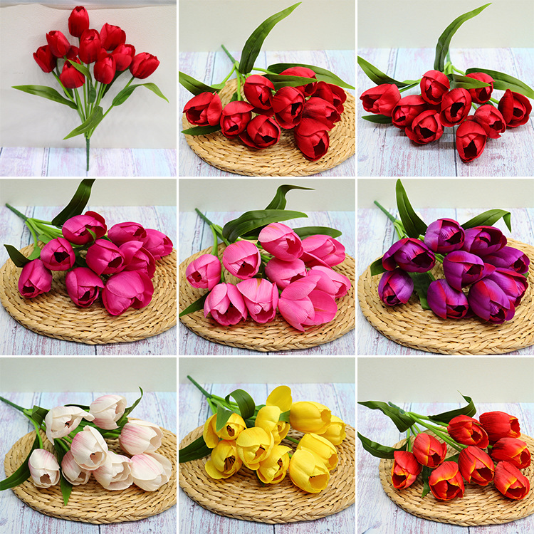9 bunches of tulips artificial flowers scenic spot sales office Ground site decoration fake flowers wholesale
