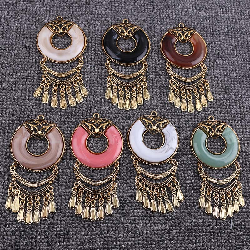 环保锌合金吊坠民族风饰品配件挂件项链树脂吊坠波西米亚服装饰品