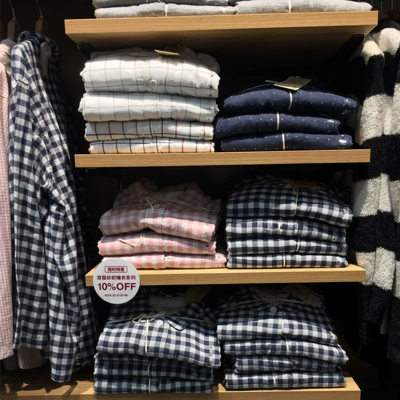 Двухслойные марлевые пижамы Muji из чистого хлопка в японском стиле без боковых швов, домашняя одежда для мужчин и женщин, весенне-летняя марлевая одежда из чистого хлопка для гостиной