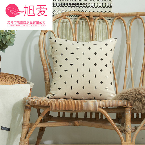 Cotton printed pillowcase letter simple geometric bed pillowcase simple home square backrest cover