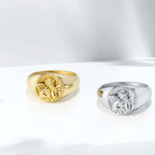 设计师设计感复古女王头像指环适合手指粗的戒指女18k金