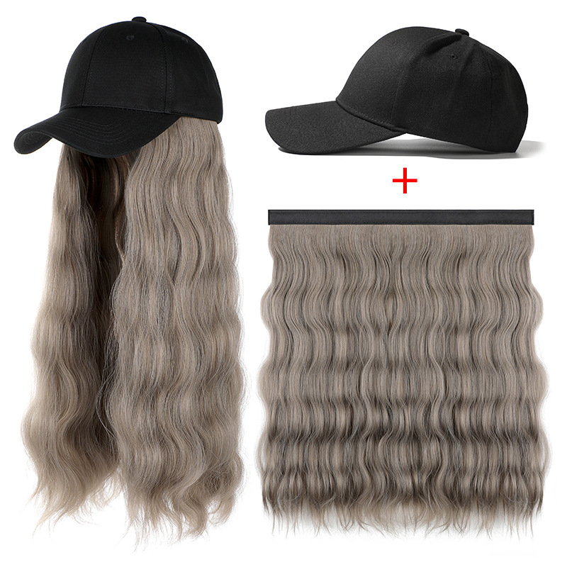 Women's wig long hair detachable wig cap new water corrugated hat long curly hair wig piece European and American foreign trade supply