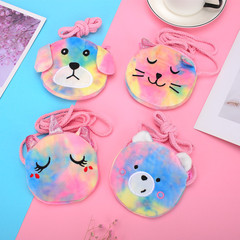 Cross-border supply children's long rope cross-body bag portable unicorn colorful laser plush coin purse coin bag wholesale