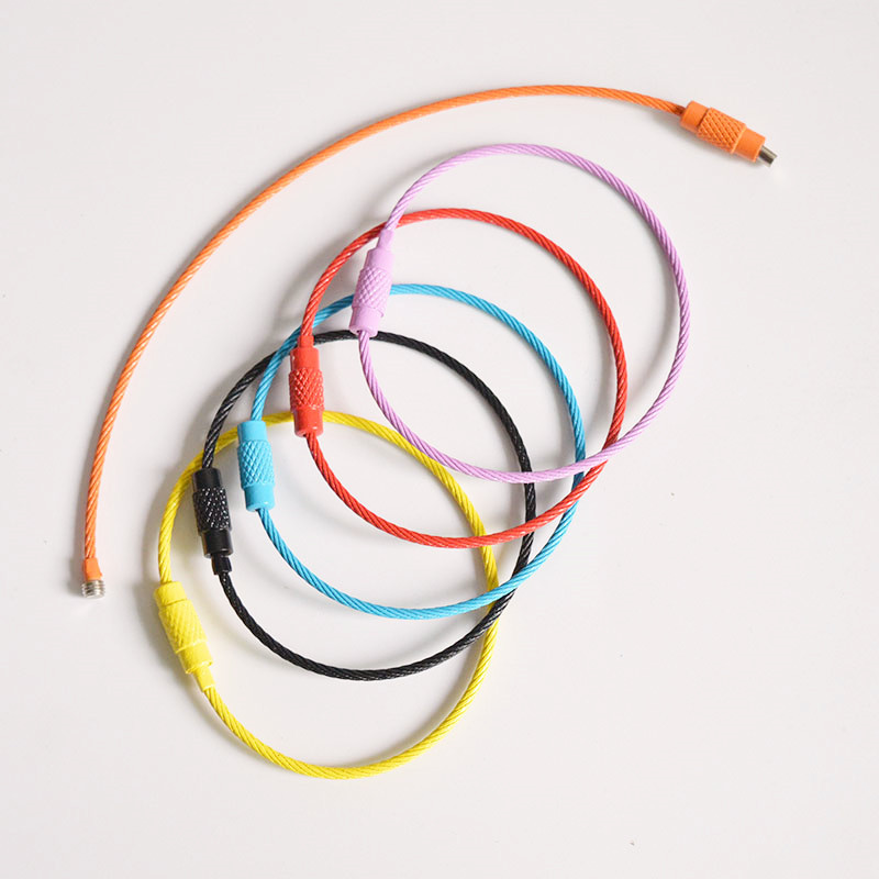 Color paint metal wire ring rotating wire ring candy color luggage tag ring wire rope key ring