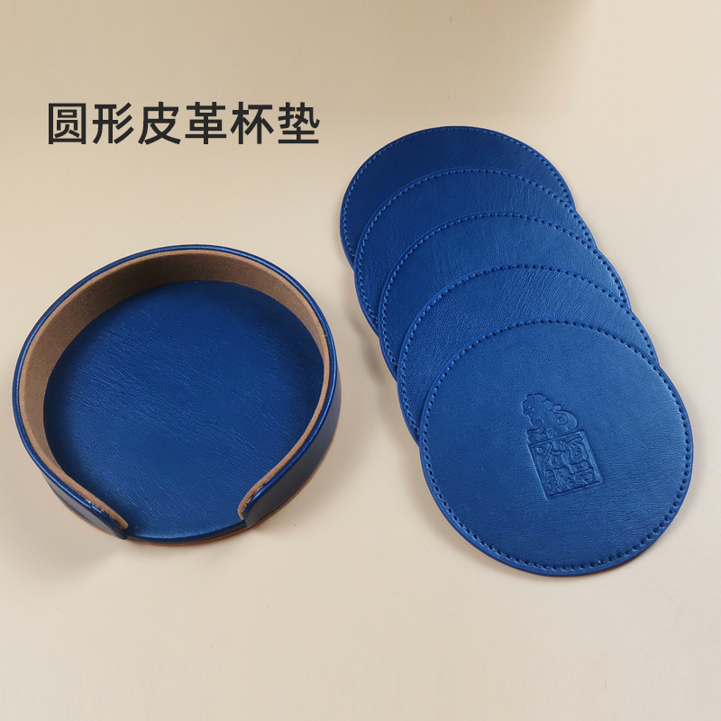 Fábrica de fuerza de la planta de té se puede personalizar con la empresa LOGO coser a mano cinturón de aceite de cuero taza almohadilla OEM personalizada