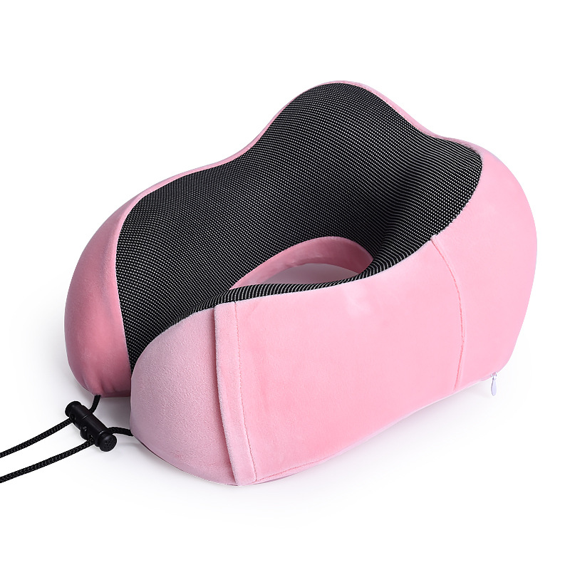 Amazon popular de espuma de memoria en forma de U almohada de viaje portátil de tela magnética almohada de cuello almohada en forma de U se puede utilizar como logotipo