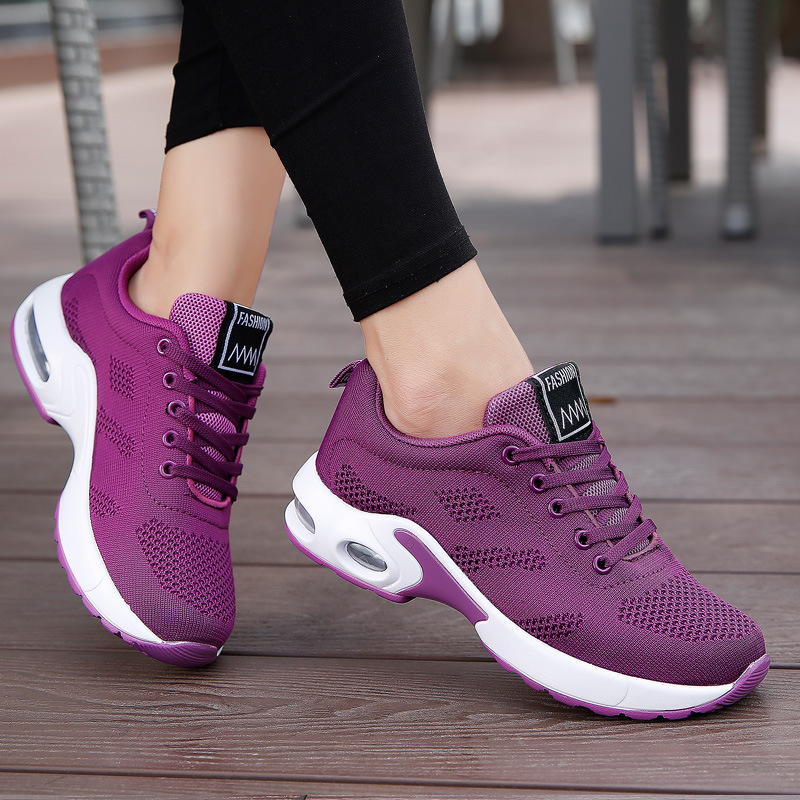 2021 nuevos zapatos de cojín de aire zapatos de correr casuales zapatillas tejidas de estilo coreano malla de estudiante zapatos de mujer 1727 transfronterizos