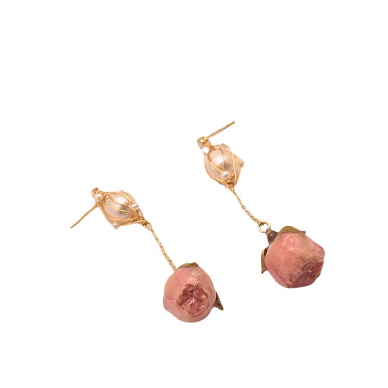 Perla pendientes de perla de alta calidad pendientes de perla de estilo largo pendientes de flor de goteo simple hechos a mano al por mayor natural