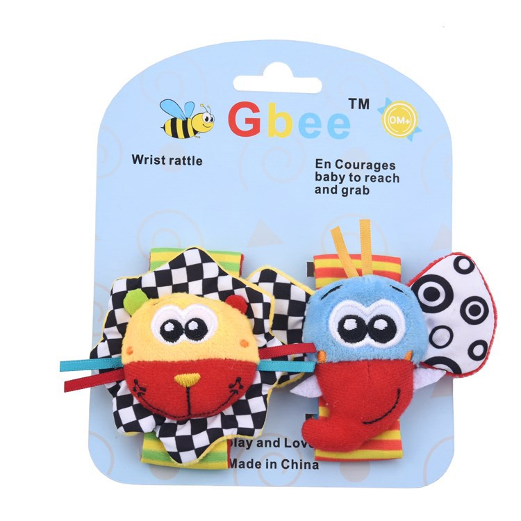 Sonajero de Peluche de León 2025Gbee, Juego de Calcetines con Sonajero de Animales, Juguete Educativo para Bebés