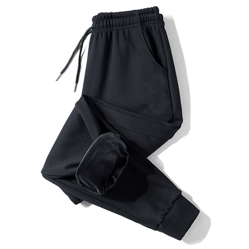 Autumn and winter trendy men's velvet thickened casual pants cheap labor protection pure black work pants