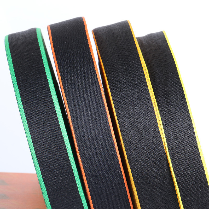 厂家直供150D密纹间色织带 条纹无弹三色涤纶带服装辅料吊带