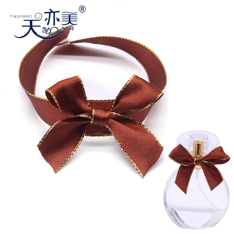 Botella de perfume al por mayor cinta decorativa arco 2cm doble borde de oro cinta mano arco