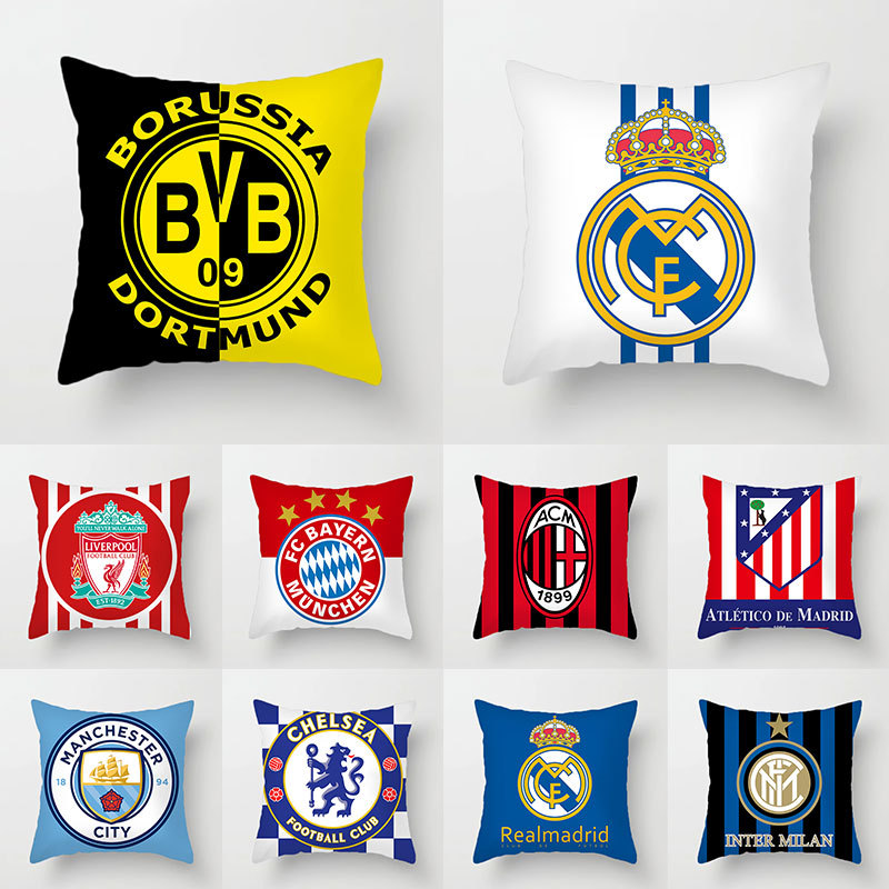 Casual Style World European Football Cup Flag Decoration Living Room Sofa Pillow Short Plush Pillow Case Factory Direct Sale