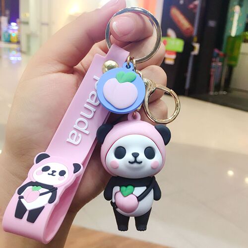Creative Cute Football Panda Car Keychain Cartoon Fruit Epoxy Keychain Chain Book Pendant Gift Wholesale