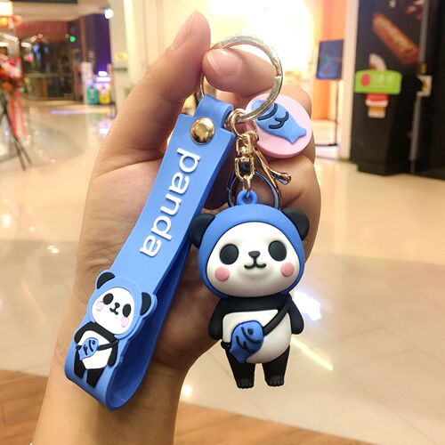 Creative Cute Football Panda Car Keychain Cartoon Fruit Epoxy Keychain Chain Book Pendant Gift Wholesale