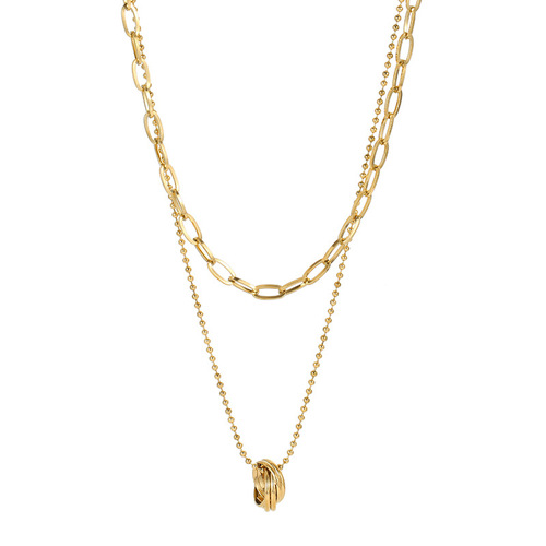 European and American style double-layered choker sweater chain personalized internet celebrity long ring pendant ins trendy clavicle necklace for women