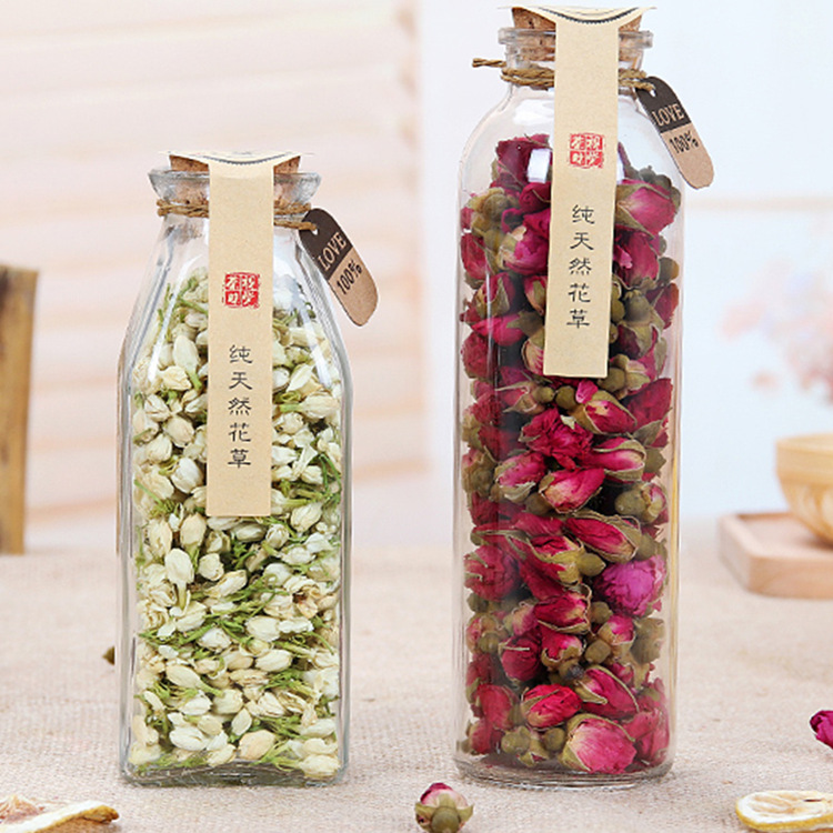 木塞花茶玻璃瓶大小号收纳瓶茶叶分装瓶玫瑰花茶瓶喜糖装饰瓶茶罐