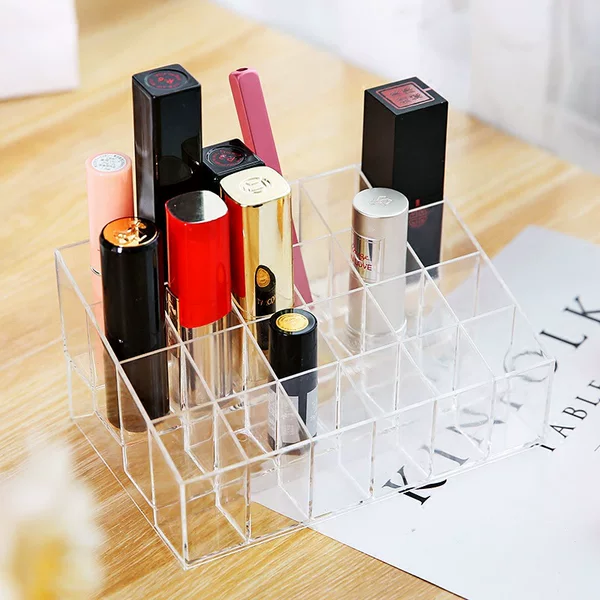 24 grid transparent lipstick storage and finishing box plastic desktop lipstick rack display rack cosmetics skin care storage box