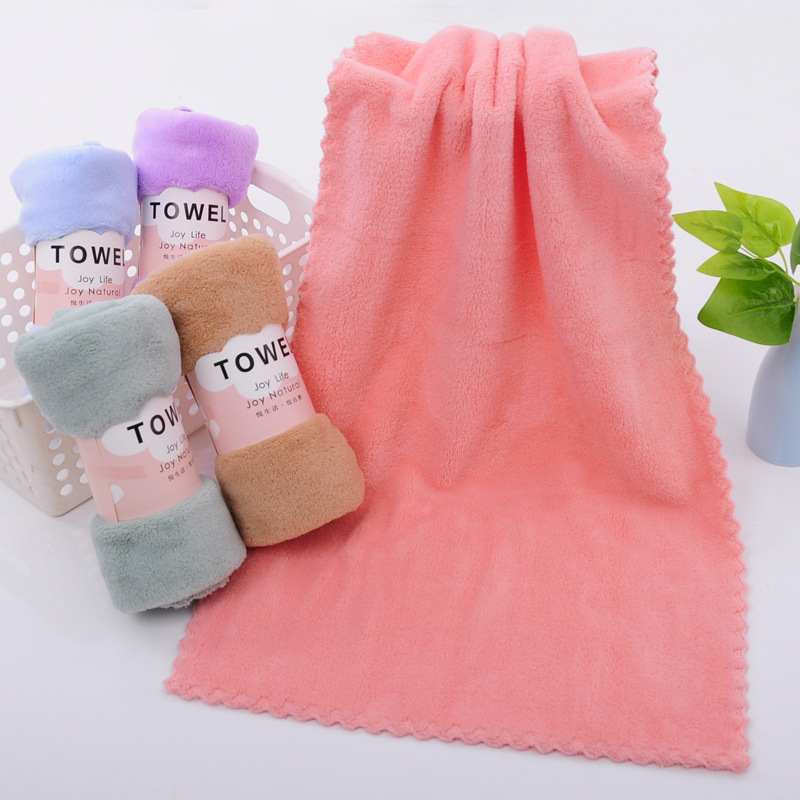 High density coral fleece towel gift packaging absorbent thickened household adult 35 * 75cm face towel factory wholesale