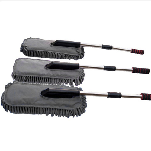 Car wash brush, retractable chenille coral dust removal wax duster, long rod replacement mop, car water-passing wax mop