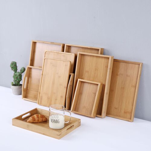 Japanese-style bamboo wood tray tea tray, rectangular bamboo tea water tray, wooden barbecue tray, minimalist solid wood tray