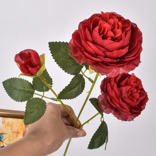 Factory wholesale European -style 3 -headed western peony simulation flower home wedding decoration fake flower ocean rose artificial flowers