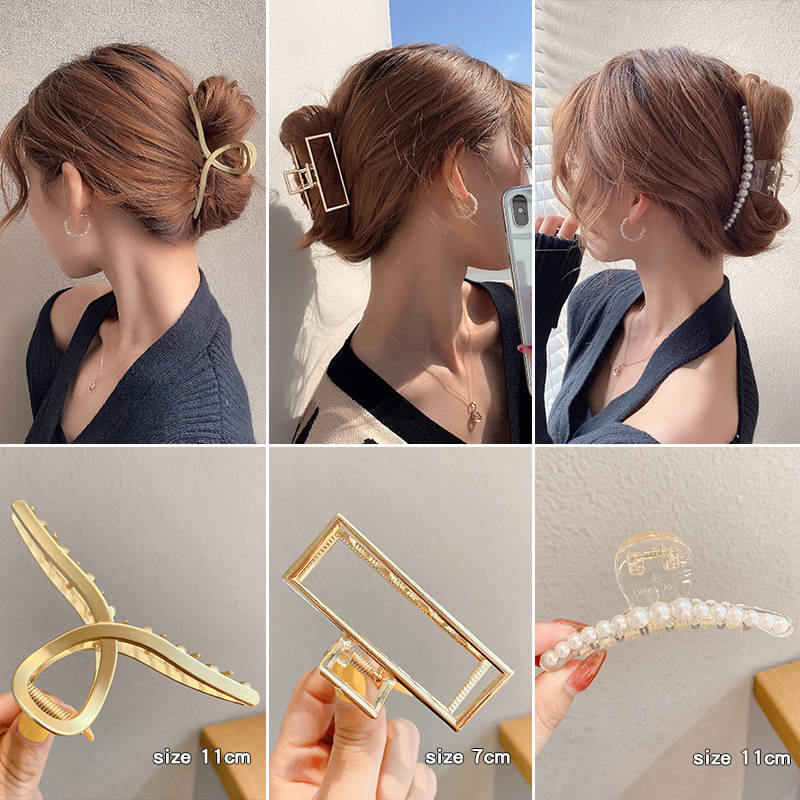 Francés retro metal clip de pelo mujeres verano gran clip de pelo perla clip de pelo Corea del Sur tiburón clip de pelo accesorios de pelo hadas