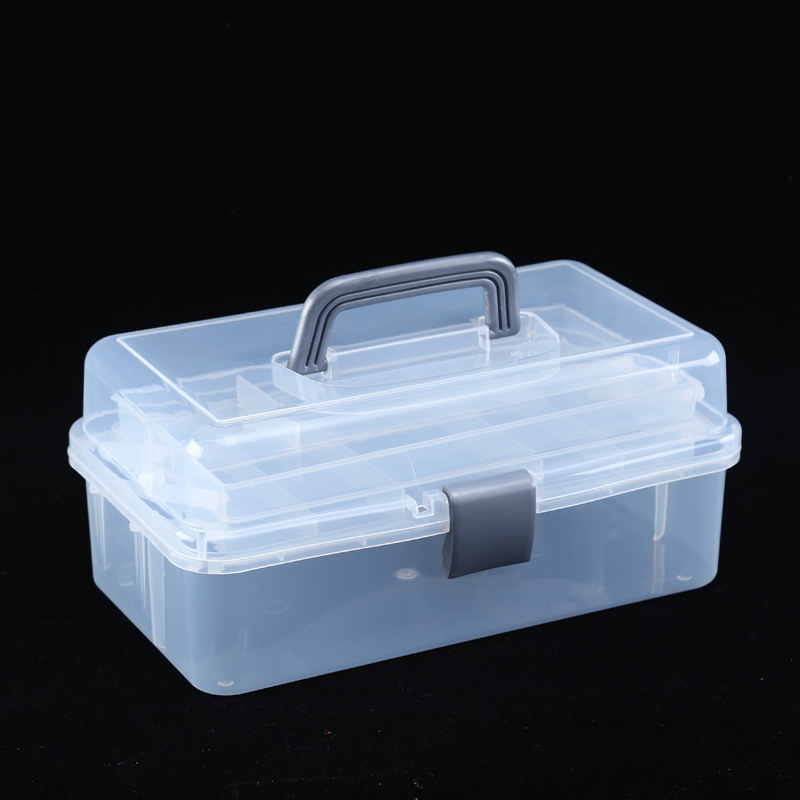 Transparent Storage Box Art Student Tool Box Student Painting Box Cosmetics Manicure Storage Box Three-Layer Medicine Box