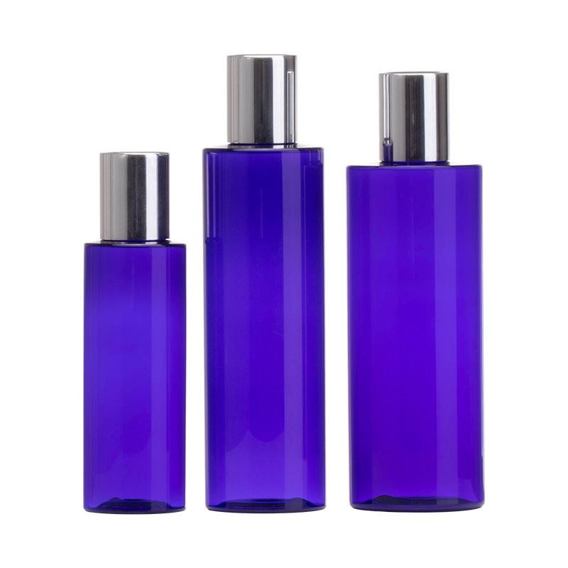 Botellas PET de 100-200 ml con hombros planos y tapones internos, botellas de plástico para envasado de cosméticos con tapa de rosca, suministro al por mayor