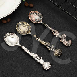 厂家批发礼品工艺品咖啡勺中东风情小勺子复古雕花碗海螺甜品小勺