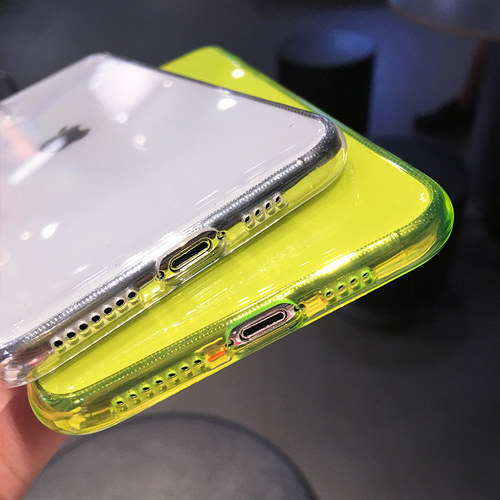 Applicable iPhone15 Fluorescent TPU Phone Case 14 Apple 11 Pro Max Solid Color 12 Full Transparent 8 Fluorescent Material