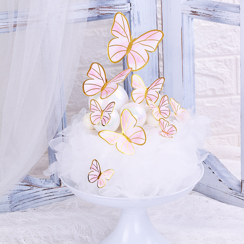 Cake Decoration Internet Celebrity Ins Style Pink Purple Fairy Butterfly Cake Decoration Insert Birthday Cake Insert